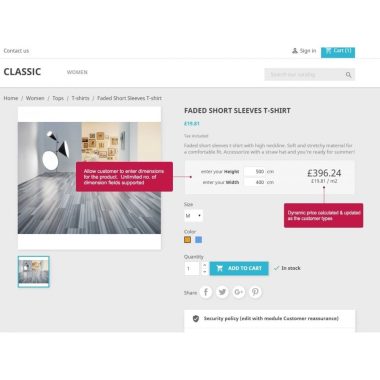 PrestaShop产品价格（按尺寸单位重量数量自动计算商品动态价格）插件Product Price By Size v1.5.22外贸跨境电商模块非常适用于家装建材装修材料类产品