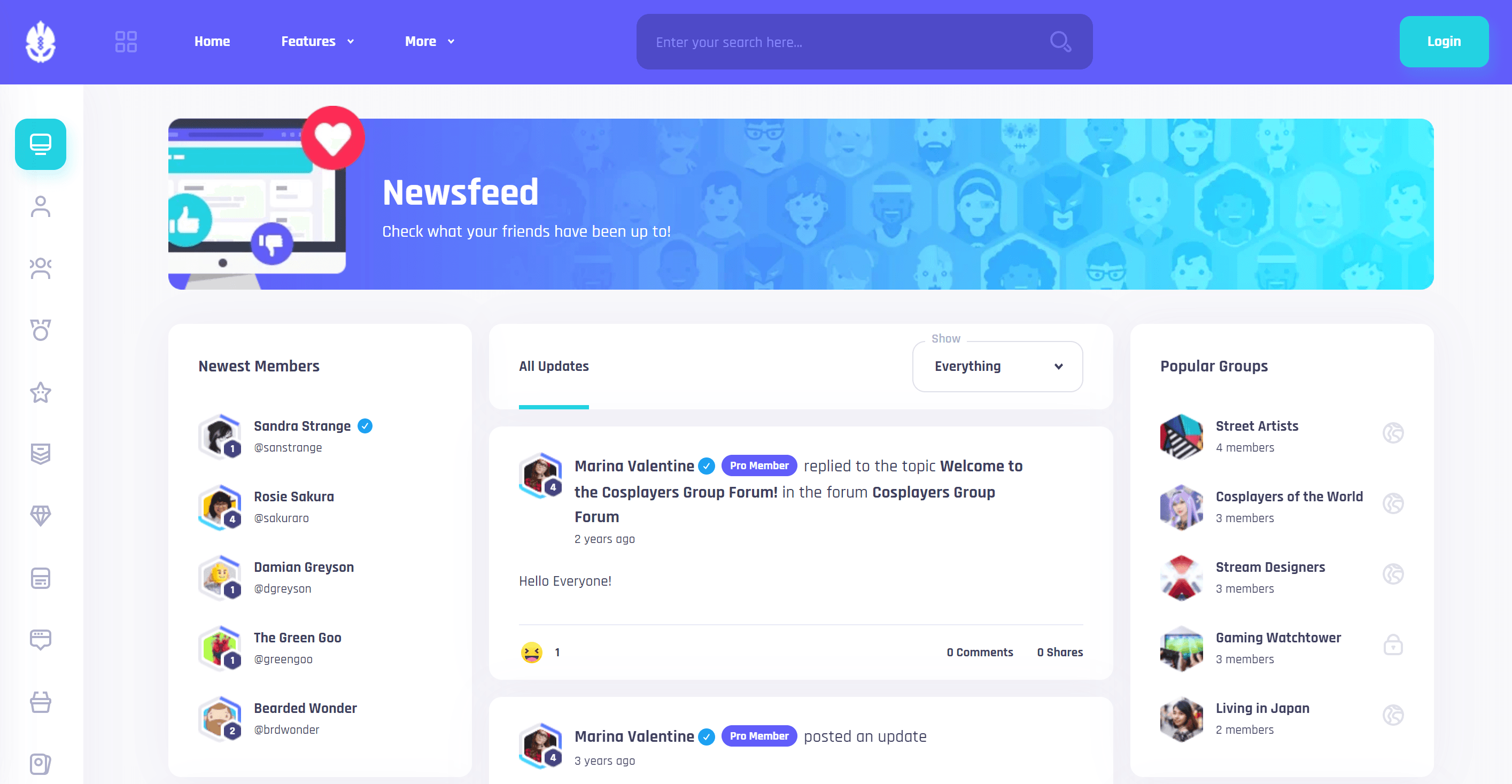 Vikinger v1.9.20超高颜值WordPress主题BuddyPress和GamiPress社交社区-WordPress模板-1