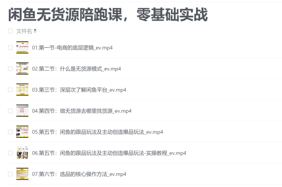 闲鱼无货源陪跑课，零基础实战