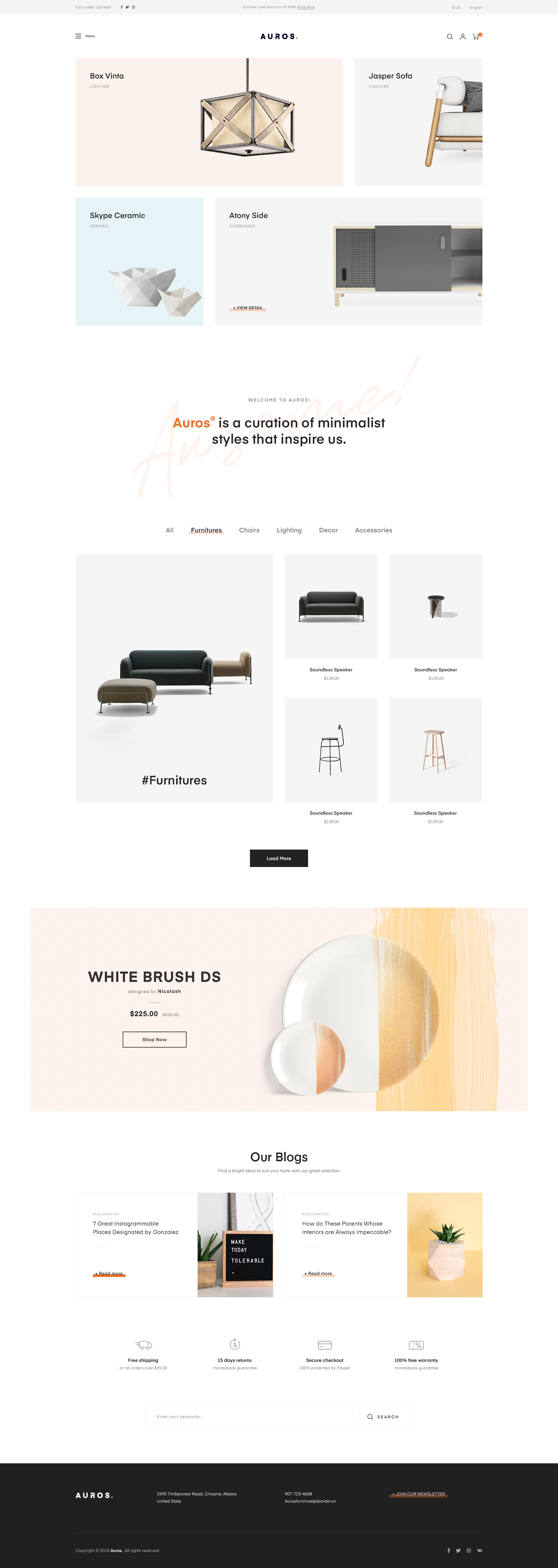 Auros v2.0.7家具独立站模板 食品农产品行业WooCommerce跨境电商解决方案Wordpress主题-1
