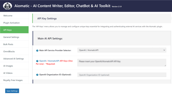 AIomatic v2.1.9自动AI内容生成写入，AI内容自动生成器，聊天机器人和AI工具包WordPress插件