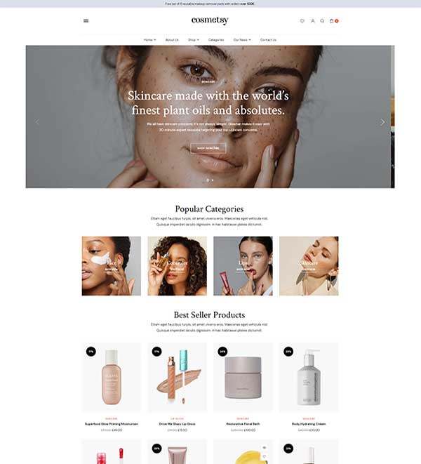 Cosmetsy v1.8.9美容化妆品店行业跨境电商独立站模板WordPress WooCommerce主题-1