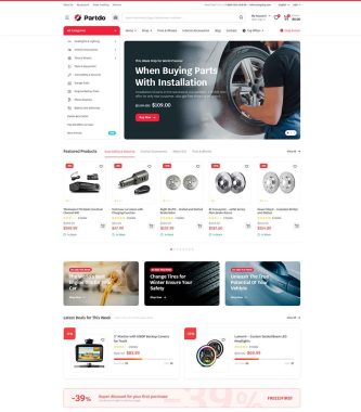 Partdo v1.2.8 - 汽车零部件和工具店跨境电商独立站模板汽车配件商店、数码产品、手机配件店、工具店、轮胎店、汽车配件多供应商、汽车商店、自行车零件行业购物网站WordPress WooСommerce主题