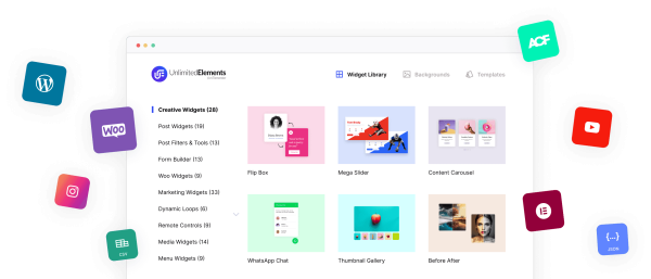 wordpress主题模板编辑神器Unlimited Elements for Elementor Page Builder v1.5.124页面生成器插件 wp响应式主题模板编辑生成器 公司主题模板外贸跨境电商模板编辑工具