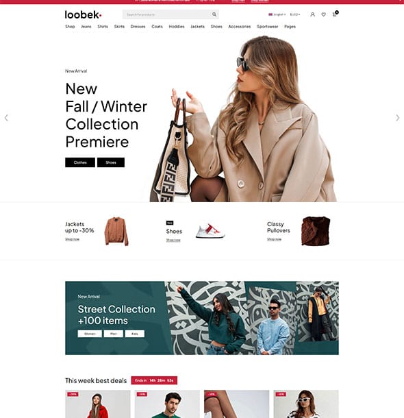 Loobek v1.2.5跨境电商独立站模板时尚电子产品、数码产品、时装店、家具店、装饰品、手表、化妆品、运动鞋子、家居产品行业购物网站WordPress WooСommerce主题-1