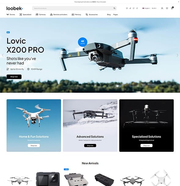Loobek v1.2.5跨境电商独立站模板时尚电子产品、数码产品、时装店、家具店、装饰品、手表、化妆品、运动鞋子、家居产品行业购物网站WordPress WooСommerce主题-1