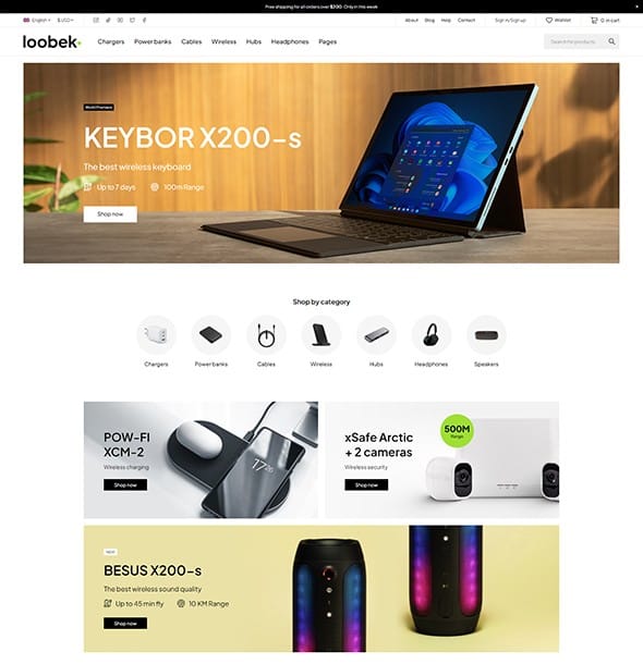 Loobek v1.2.5跨境电商独立站模板时尚电子产品、数码产品、时装店、家具店、装饰品、手表、化妆品、运动鞋子、家居产品行业购物网站WordPress WooСommerce主题-1