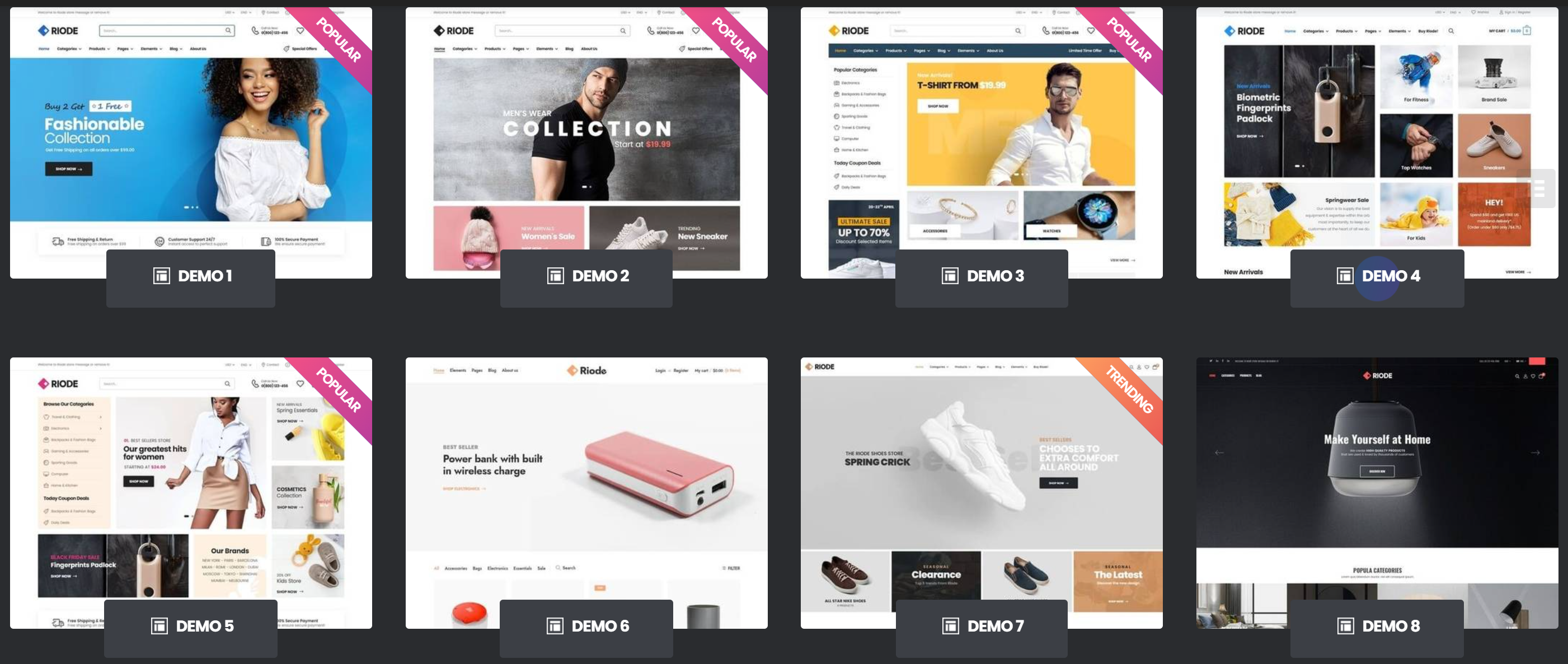 Riode v1.6.15跨境电商独立站模板时尚电子产品、数码产品、时装店、家具店、装饰品、手表、化妆品、运动鞋子、家居产品行业购物网站WordPress WooСommerce主题-1
