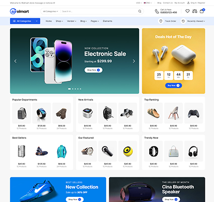 Wolmart v1.8.7多供应商市场 WooCommerce 主题 跨境电商独立站模板时尚电子产品、数码产品、时装店、家具店、装饰品、手表、化妆品、运动鞋子、家居产品行业购物网站WordPress模板-1