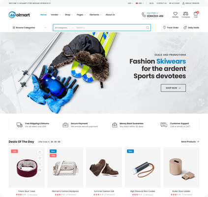 Wolmart v1.8.7多供应商市场 WooCommerce 主题 跨境电商独立站模板时尚电子产品、数码产品、时装店、家具店、装饰品、手表、化妆品、运动鞋子、家居产品行业购物网站WordPress模板-1