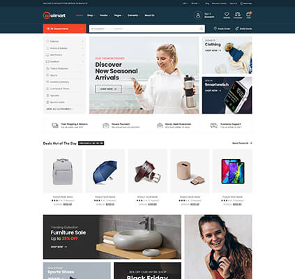 Wolmart v1.8.7多供应商市场 WooCommerce 主题 跨境电商独立站模板时尚电子产品、数码产品、时装店、家具店、装饰品、手表、化妆品、运动鞋子、家居产品行业购物网站WordPress模板-1