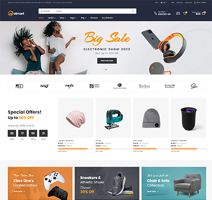 Wolmart v1.8.7多供应商市场 WooCommerce 主题 跨境电商独立站模板时尚电子产品、数码产品、时装店、家具店、装饰品、手表、化妆品、运动鞋子、家居产品行业购物网站WordPress模板-1