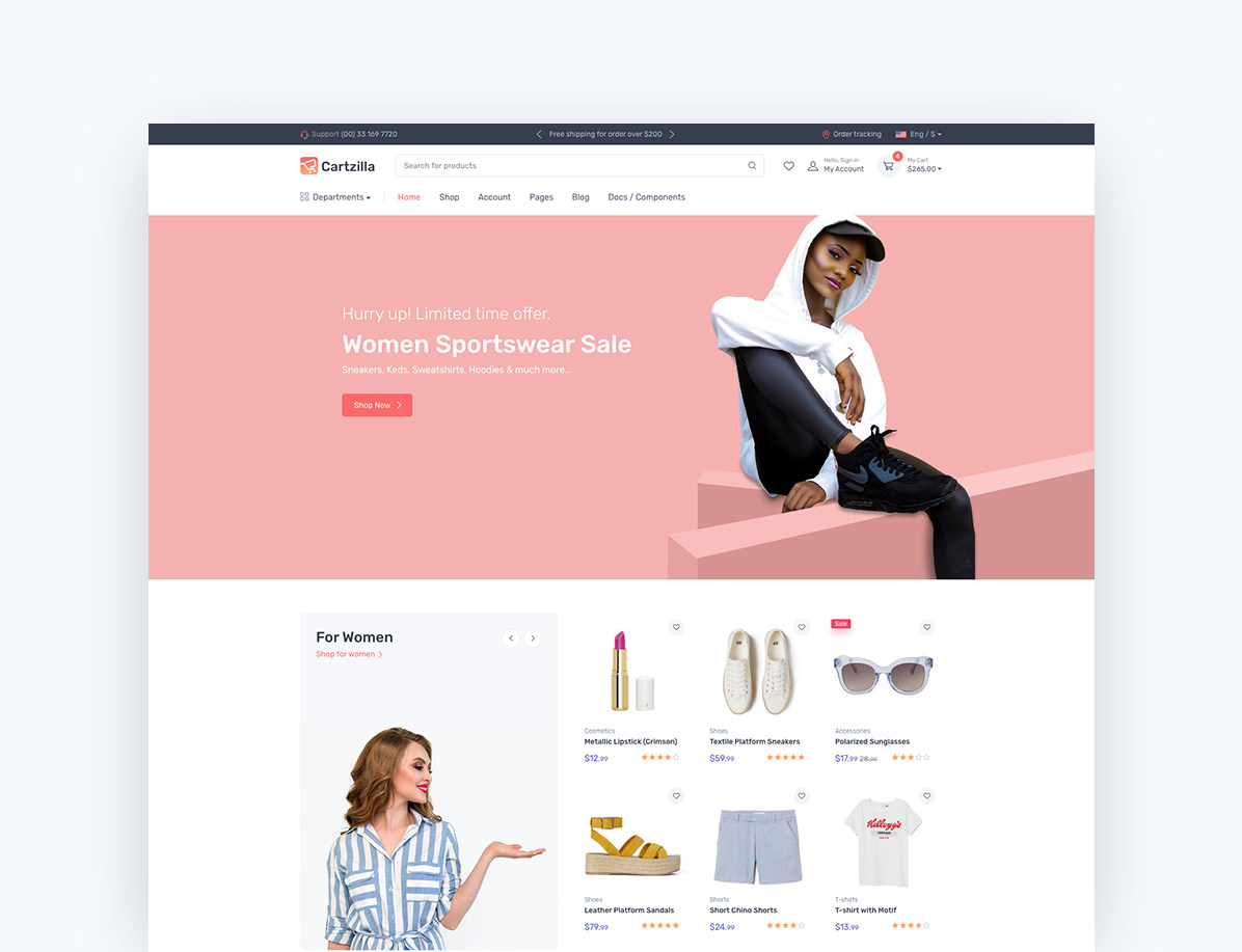 Cartzilla v1.0.42数字市场和杂货店 WooCommerce 主题 跨境电商独立站模板时尚电子产品、数码产品、时装店、家具店、装饰品、手表、化妆品、运动鞋子、家居产品行业购物网站WordPress模板-1
