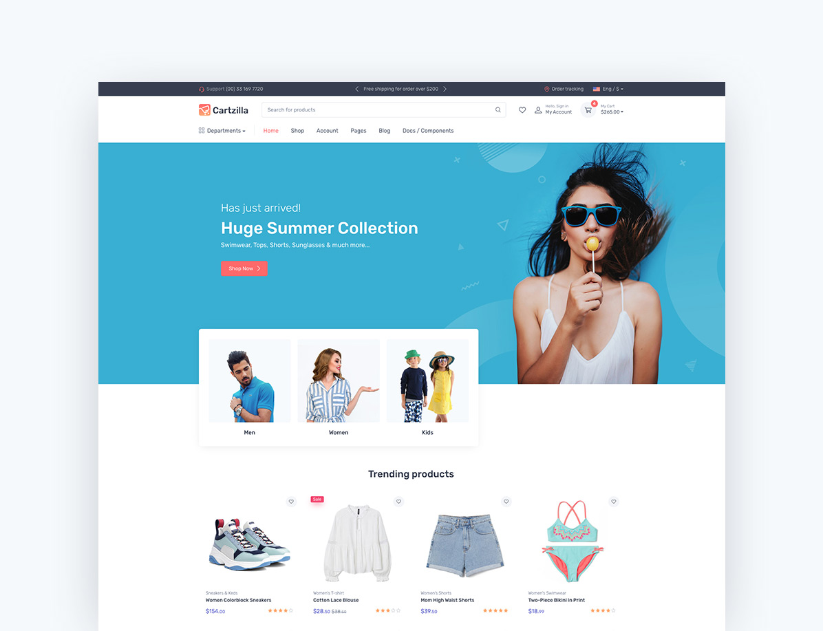 Cartzilla v1.0.42数字市场和杂货店 WooCommerce 主题 跨境电商独立站模板时尚电子产品、数码产品、时装店、家具店、装饰品、手表、化妆品、运动鞋子、家居产品行业购物网站WordPress模板-1