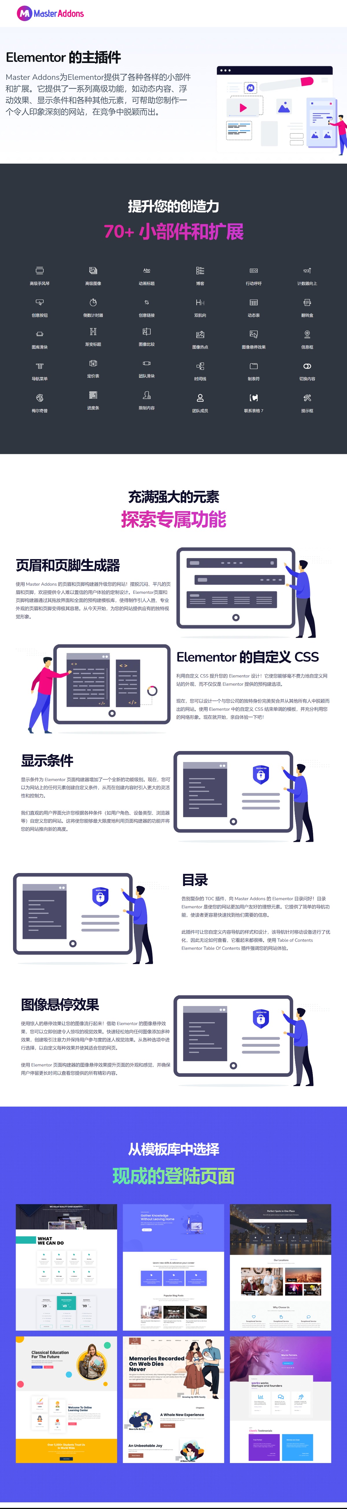Master Addons for Elementor (Pro) v2.0.6.6小部件库插件工具包专业版 wordpress主题模板编辑神器页面生成器插件 wp响应式主题模板编辑生成器 公司主题模板外贸跨境电商模板编辑工具-1