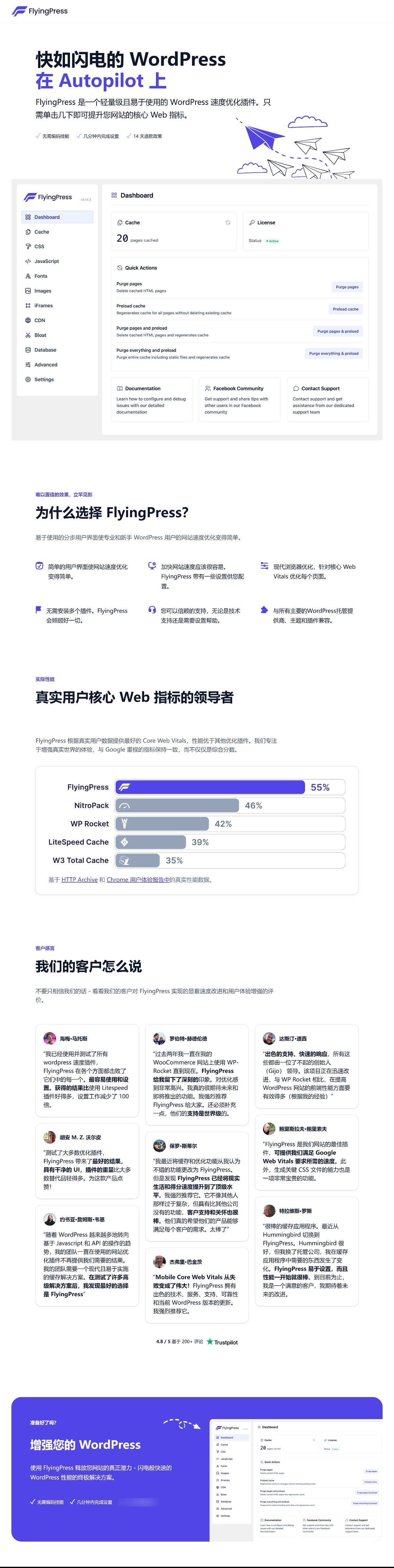 FlyingPress v4.15.4加速WordPress网站，页面缓存、CDN、图像优化 WooCommerce跨境电商市场独立站应用-1