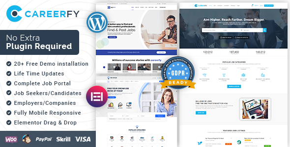 Careerfy v9.8.2 求职门户 WordPress主题 招聘求职服务市场 职位门户 招聘网站模板