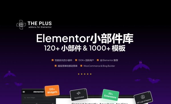 The Plus v6.0.6 Addon for Elementor Page Builder小部件库插件工具包 wordpress主题模板编辑神器页面生成器插件 wp响应式主题模板编辑生成器 公司主题模板外贸跨境电商模板编辑工具