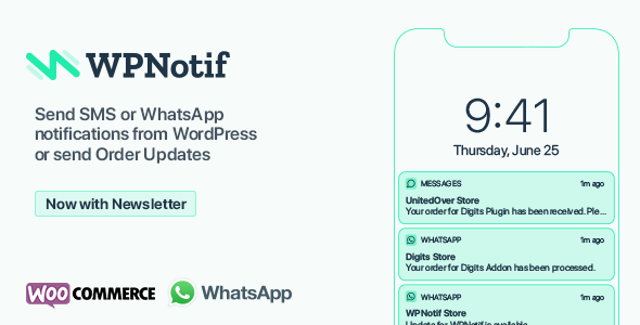 WPNotif v3.0.0.1 - WordPress 短信和 WhatsApp 通知提醒 WordPress营销插件 提升转化率