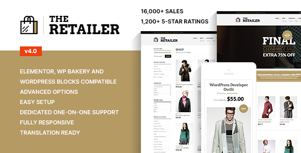 The Retailer v4.7零售商城Woocommerce WordPress 主题 跨境电商独立站商城模板时尚电子产品、数码产品、时装店、家具店、装饰品、手表、化妆品、运动鞋子、家居产品行业购物网站WooСommerce主题