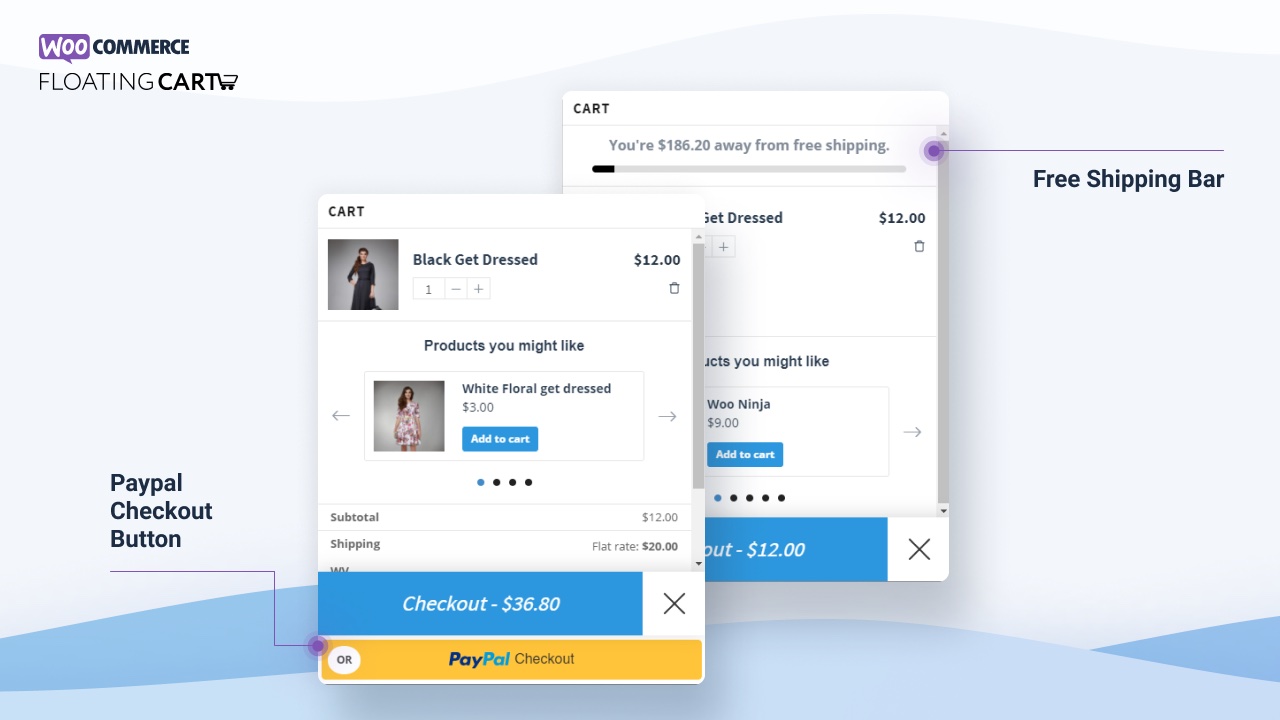 Woo Floating Cart v2.8.4 WooCommerce交互式浮动购物车 快速结账直接结账，侧购物车和弹出购物车 跨境电商独立站购物网站结账流程优化提升转化率WordPress插件-5