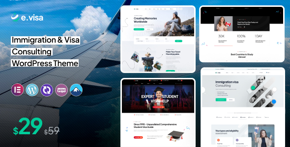 Evisa v1.0.0 - 移民和签证咨询 WordPress 主题 网站模板
