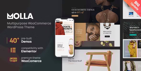 Molla v1.5.7 - 多功能 WooCommerce 主题 适用于一般商业网站、跨境电商独立站商城模板时尚电子产品、数码产品、时装店、家具店、装饰品、手表、化妆品、运动鞋子、家居产品行业购物网站WordPress模板
